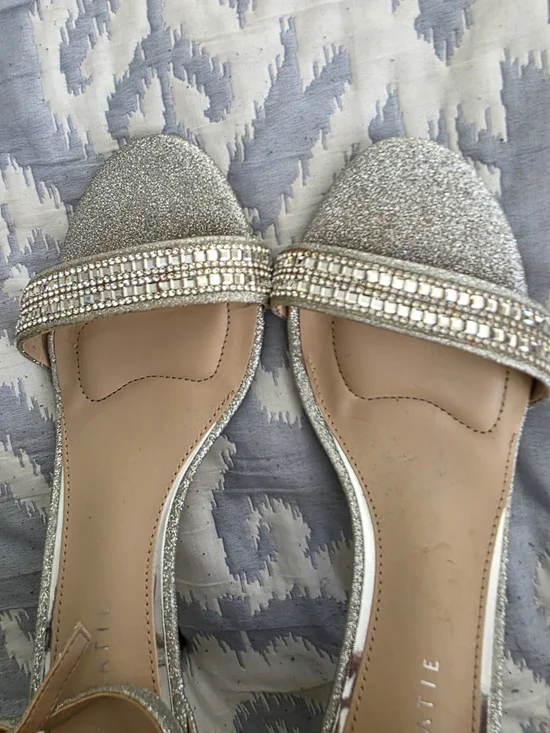 Kelly & Katie Silver Glitter Open-Toe Ankle-Strap Heels - Picture 6 of 7